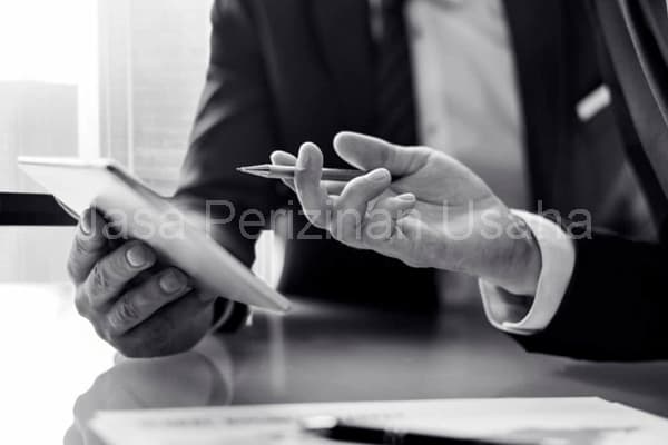 seorang pengusaha sedang berkonsultasi tentang perizinan usahanya